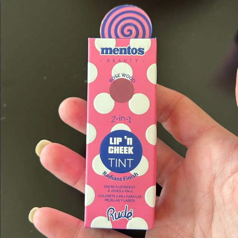 RUDE Cosmetics x Mentos Lip 'n Cheek Tint - Rosewood NIB